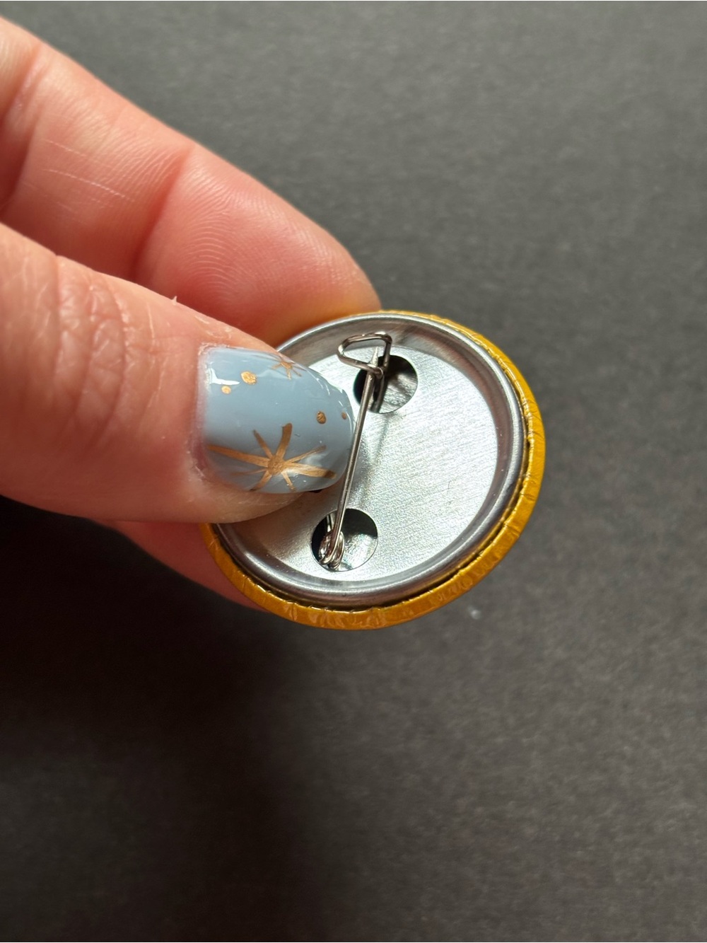 No! Yellow Statement Button Pin - Picture 3 of 7